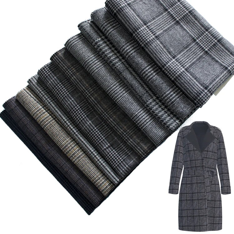 
New design double-faced plaid tartan fleece check woven wool blend fabric for women lady suit coat skirt shorts winter autumn 