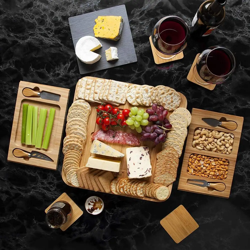  Single Piece Bamboo Cheese Board Set Plate Charcuterie
