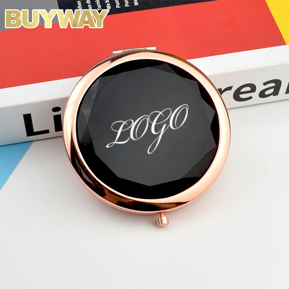 7CM Portable round Folded Compact Cosmetic Make Up Blank Compact Mirrors Hand Round Rose Gold Silver 1X/2X Magnify Pocket Mirror