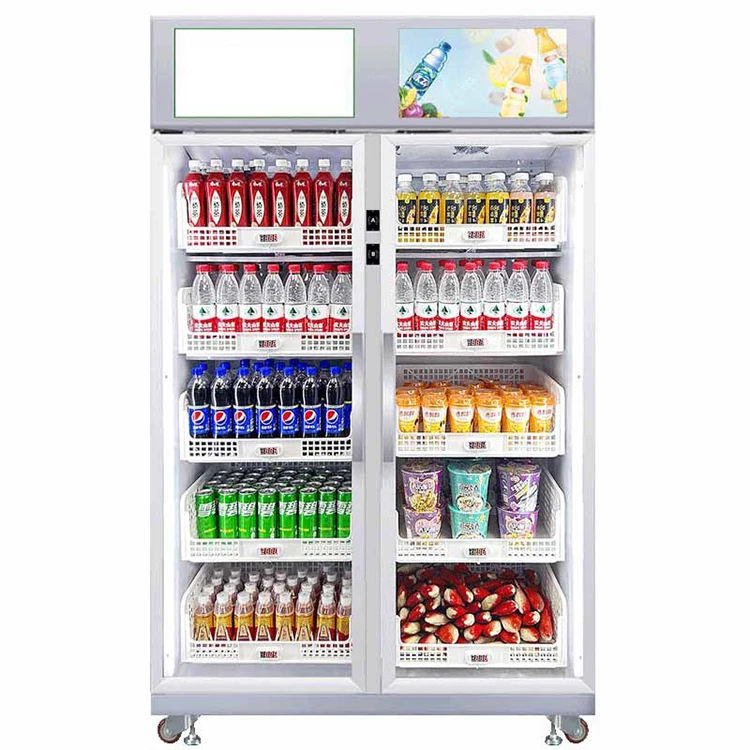 Touchscreen vending machine for snack and beverage bottles at manufacturer Intelligent fresh locker self-service vending machine