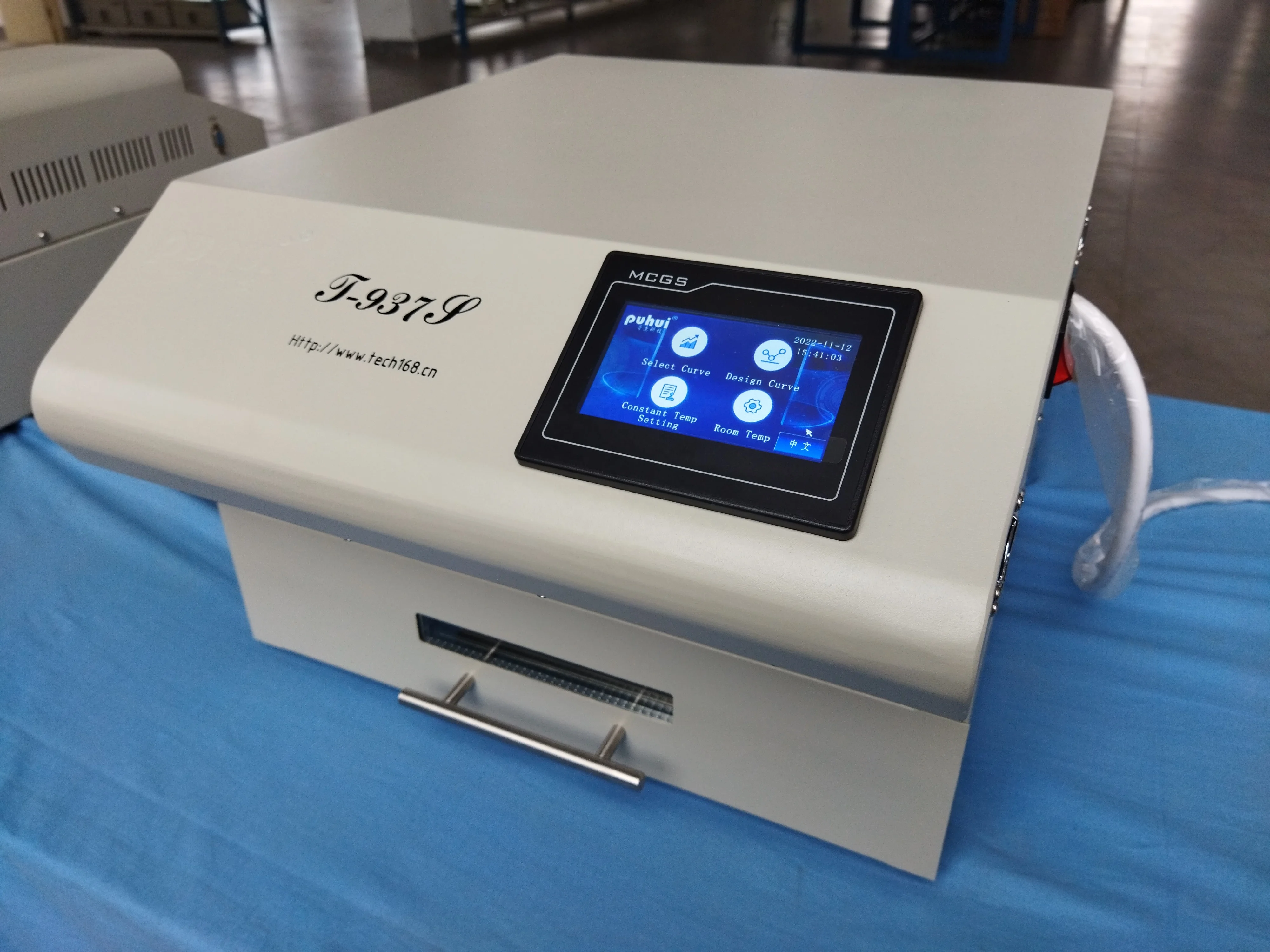 Double side PCB infrared ic heater Puhui T-937S touch screen hot air reflow soldering oven with smt machine