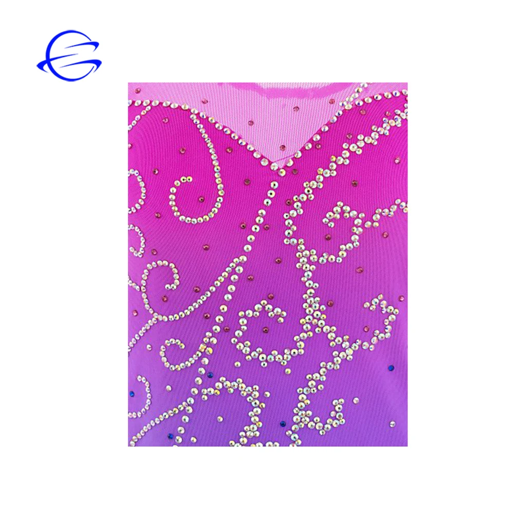 New Fashion Dance Wear Patchwork Ice Skating Dresses Gradient Color Belly Dance Costumes