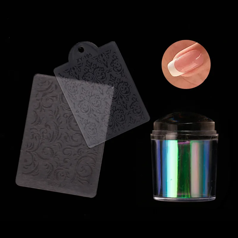 Оптовая продажа Новое поступление прозрачный силиконовый цветной скребок для стемпинга ногтей инструмент