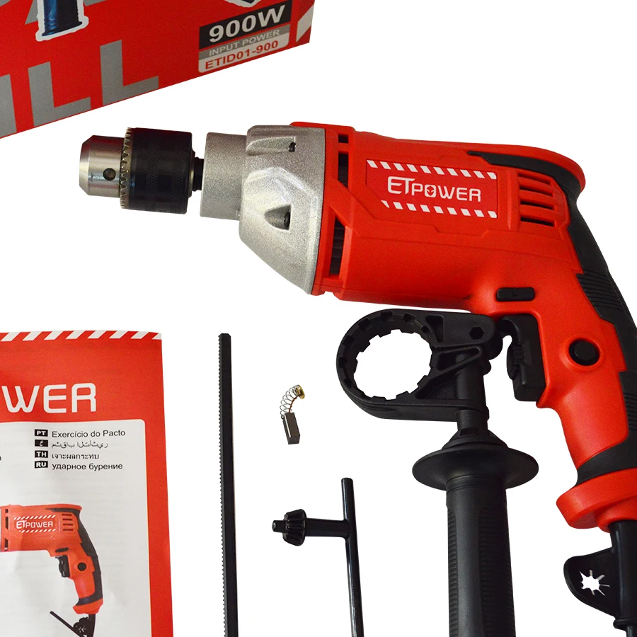 ETpower 13mm Reversible Impact Drill 900W 3000RPM For Drilling into Wall Metal and Wood Copper Armature