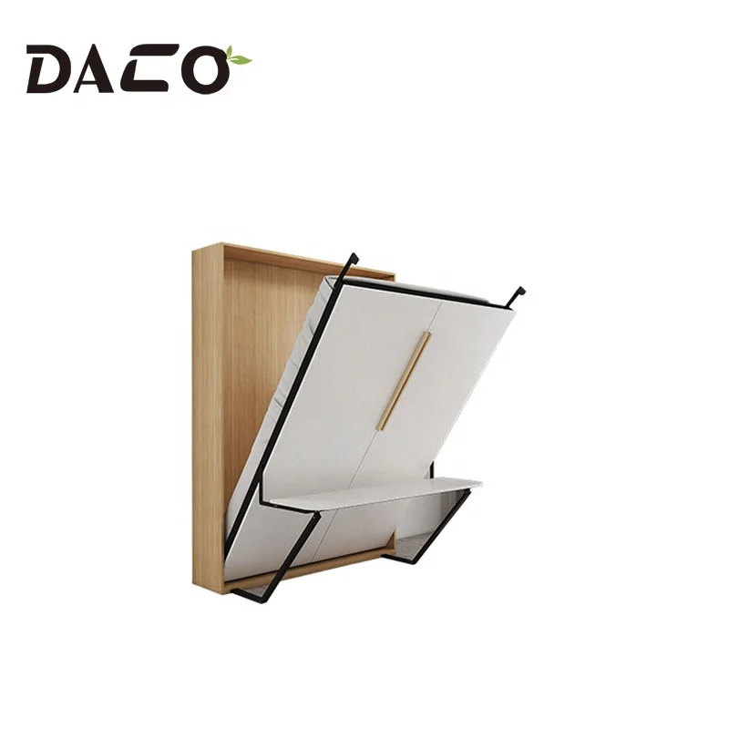 Smart Space Saving Furniture Queen Size Murphy Bed Hydraulic Piston System Vertical Tilting Folding Wall Bed with Desk
