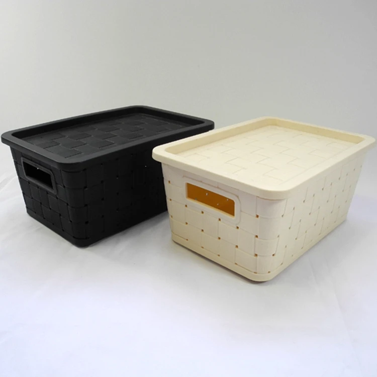New Popularity Hot Sale plastic PP rattan handle pharmacy Kitchen Modern Portable Storage Basket with lid