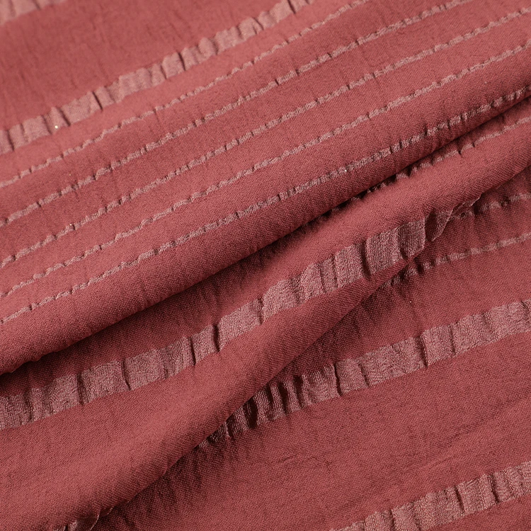 China manufacturer provide delicate cey beauty stripe 100% polyester crepe fabric