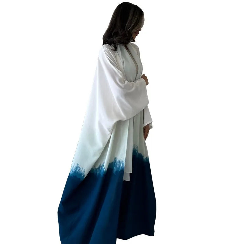 2024 Popular Tie Dyed Cape Cardigan Abaya Dubai Summer Fashion Muslim Women Clothing
