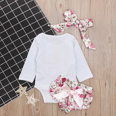 0-24M Newborn Baby Girls Clothes Set Princess Crown Bodysuit Romper Shorts Headband 3PCS Outfit Toddler Clothing Bebek Giyim