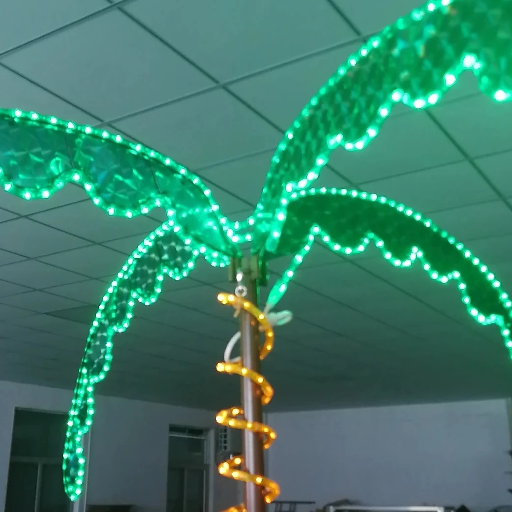 7ft Outdoor DC 30V Green Yellow LED Rope Lighted Garden Lights Palm Trees Design