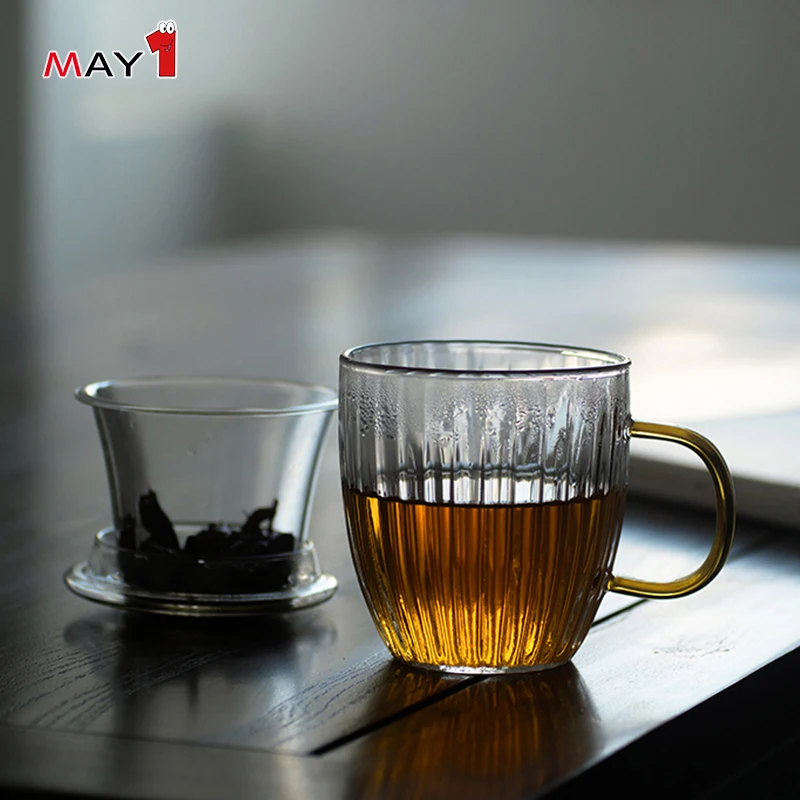 factory supply gentry three piece set of high borosilicate glass tea cup