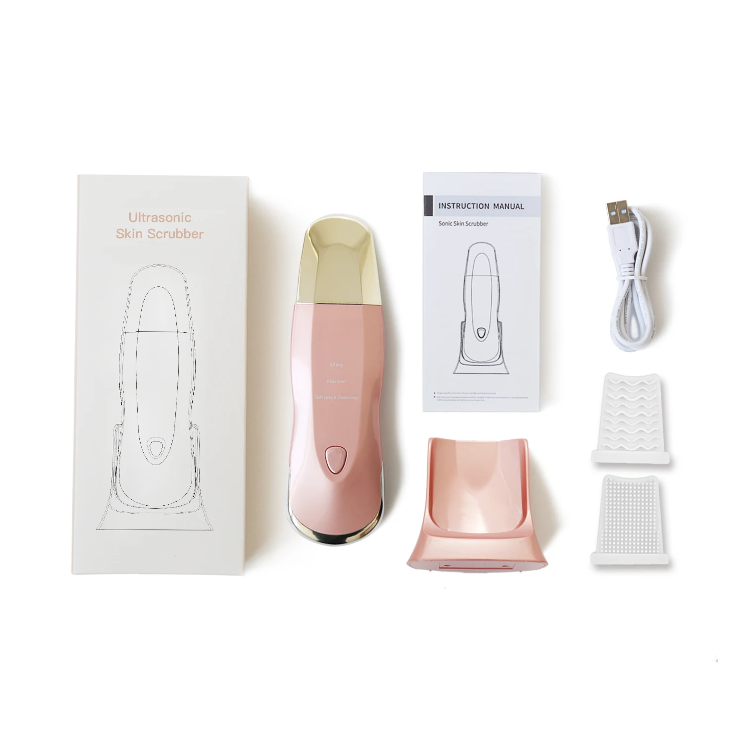 Factory Wholesale EMS Ion Ultrasonic Face Skin Scrubber Blackhead Removal Peeling Facial Ultrasonic Skin Scrubber