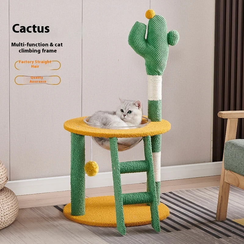 Cute Cat Activity Tree House Cactus Shape Sisal Post Small Cat Scratcher Cotton Material Cats Toy Dogs Halloween Christmas