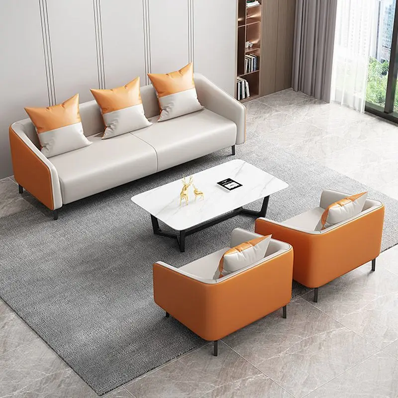 High Quality Wooden Gray Sofa Stylish Business Reception Sofa Modern Office Sofa Set Furniture for Reception Living Room