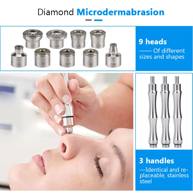 Portable vacuum suction blackhead removal diamond tip peel microdermabrasion machine for sale