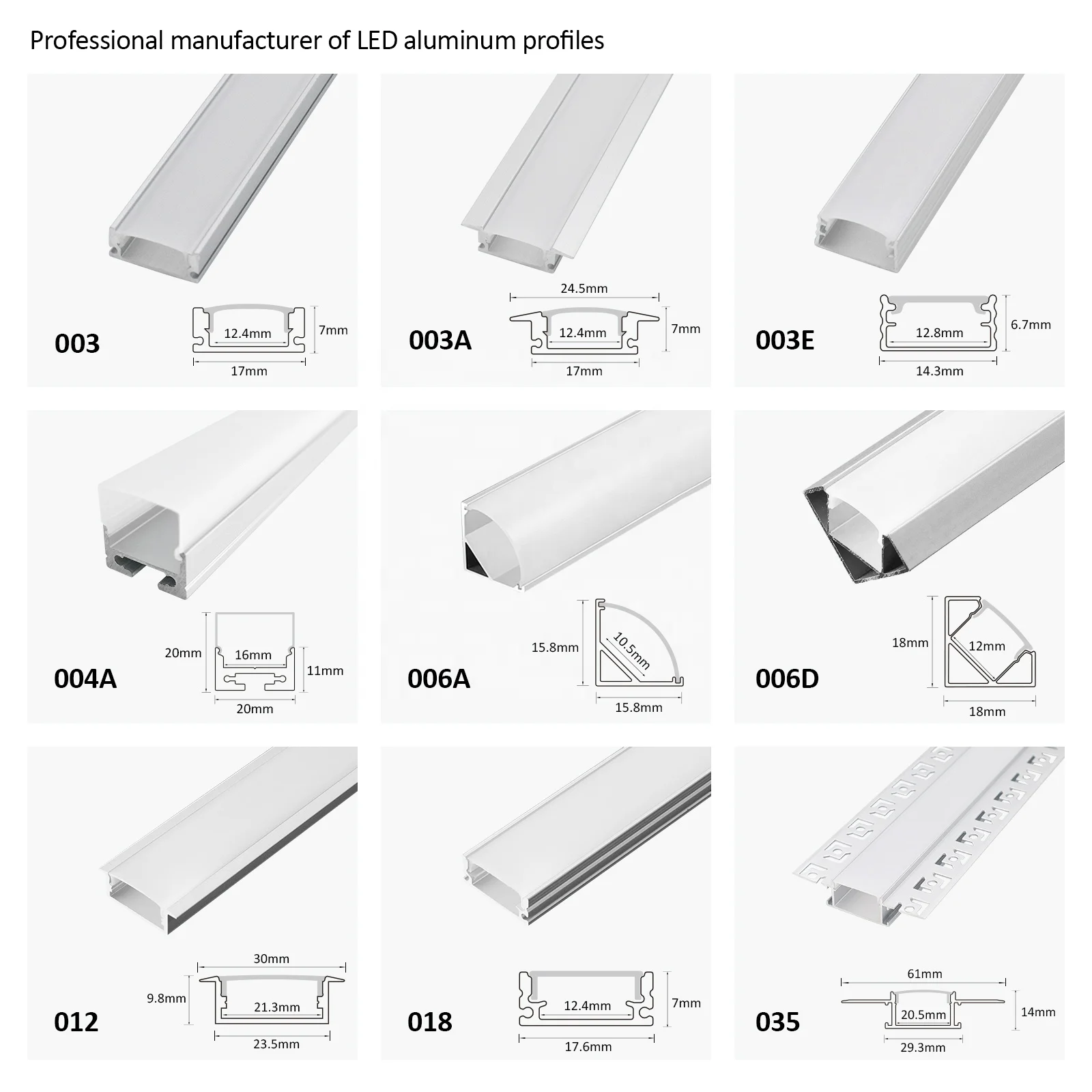 Aluminium Profile for LED Lighting Strip Recessed Aluminum Channel Diffuser Light LED Profile