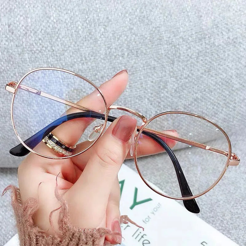 New Anti Blue Glasses Wholesale Fashion Metal Fame Retro Round Unisex Eye Flat Light Mirror