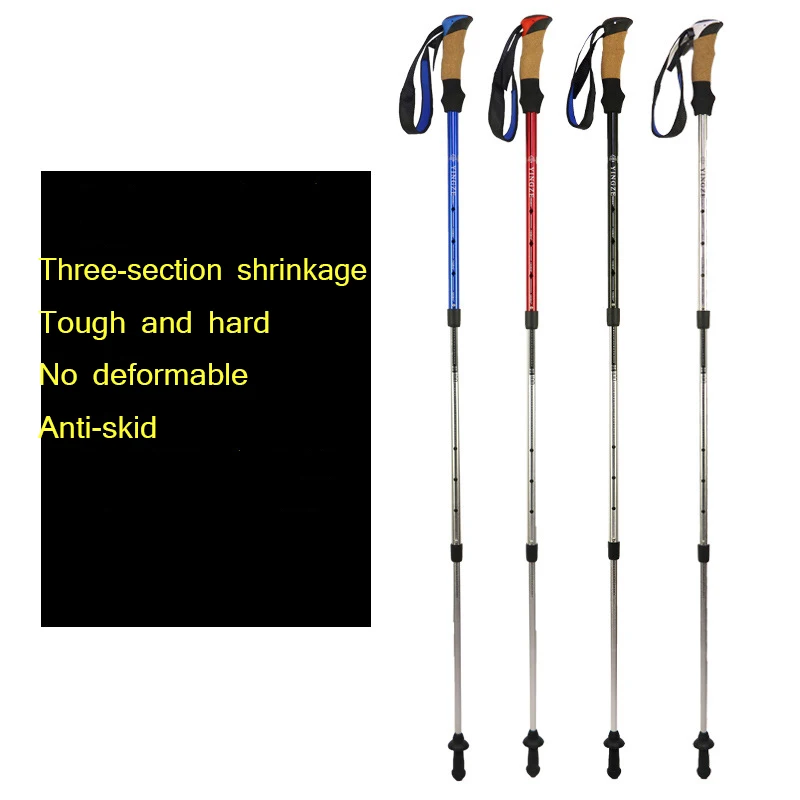 factory direct sales  customize 7075 external lock straight handle outdoor aluminum alloy trekking pole cane trekking cane