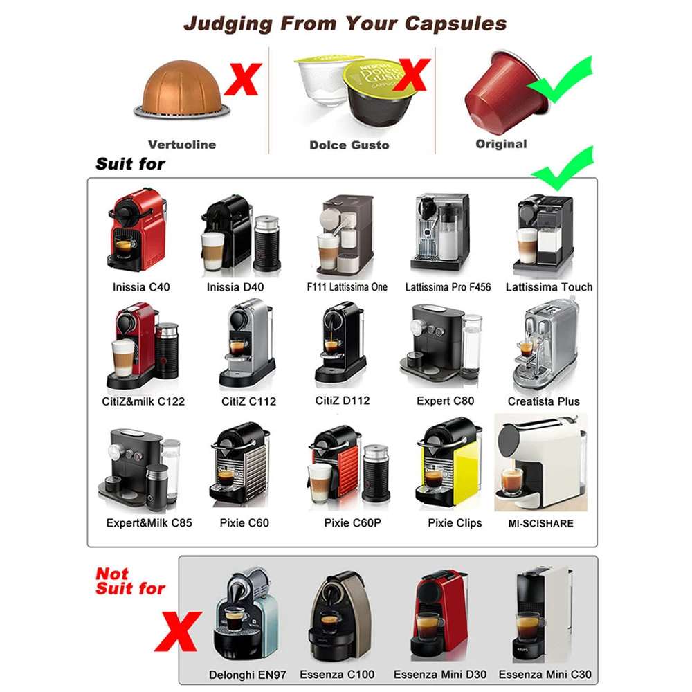 Customized 1Set Reusable Coffee Capsule Compatible With Nespresso Espresso Machine Coffee Filter Paper Coffee Capsule