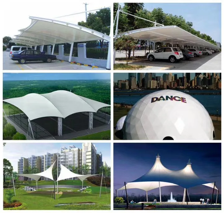 made in china 1000gsm PVC canopy pvdf self-cleanning material fabric roll for tensile roof resort tent house geodesic dooms