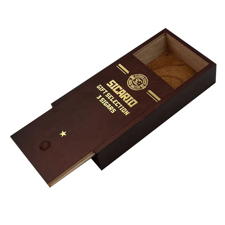 custom design solid wood  cigar box  for 3 cigars