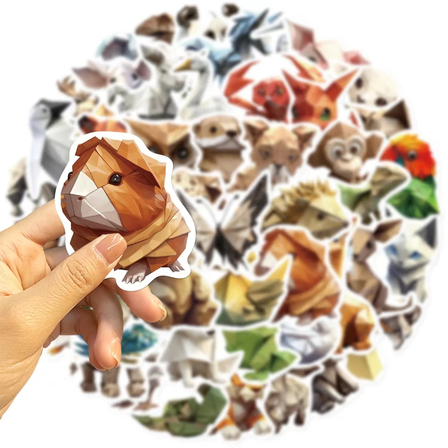50pcs Origami animals PVC waterproof graffiti sticker packs for kids laptop luggage notebook bottle cup bike decoration