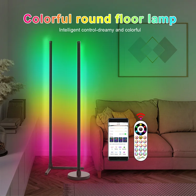 High quality Living Room Dimmable Smart remote multicolor nordic led lamp floor 5050SMD Modern Designer RGB led Floor Lamps