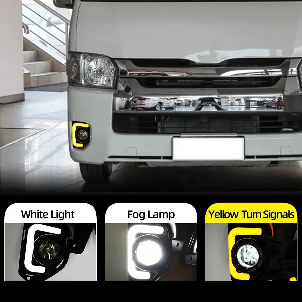 Led fog light for TOYOTA HIACE DRL 2014-2018 with turn signal 12V ABS car lamp led drl led daytime running light