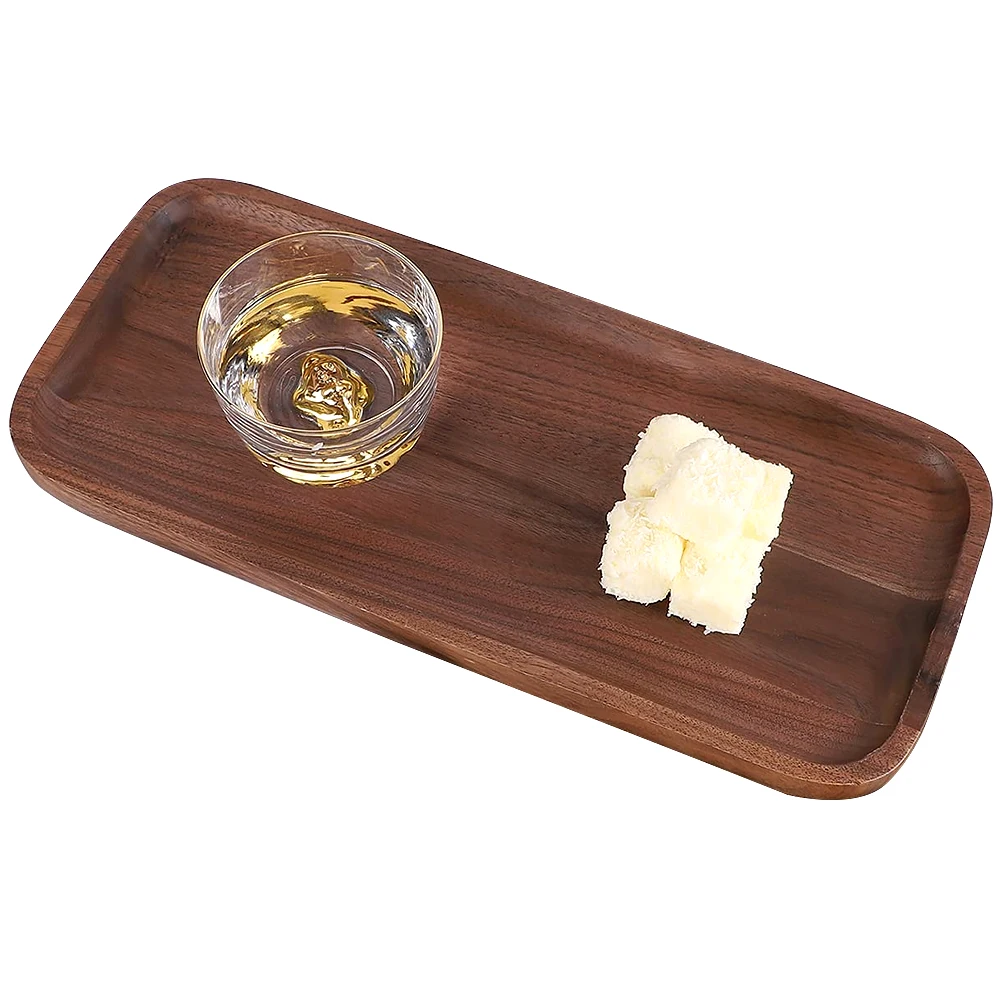 TAOTAOJU Household Supplies Custom Solid Wood Serving Tray Square Tea pllate High Quality Walnut Wood Tray