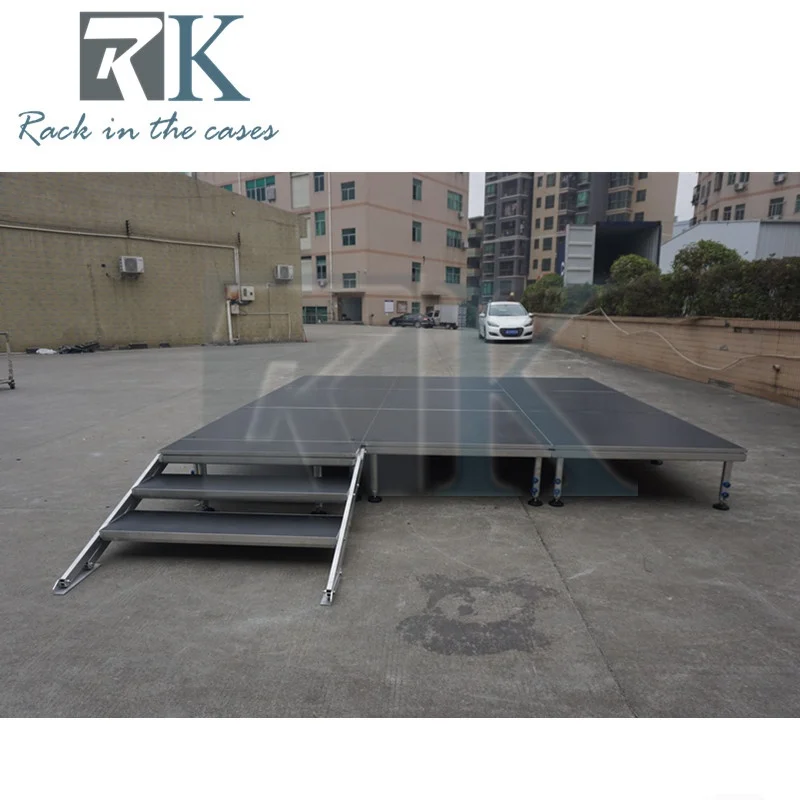 aluminum trolley within 10pcs stage platform stages with adjustable legs steps guard rail outdoor concert stage on sale