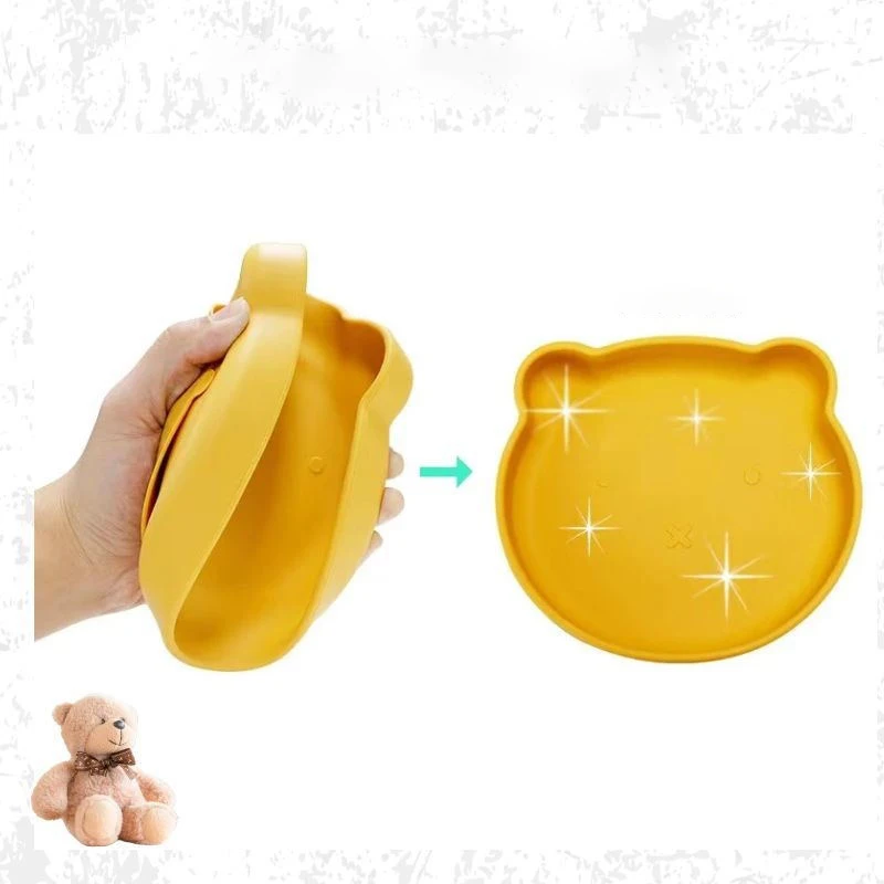 Hot selling ustomizable baby bowls feeding set 100% food-grade BPA FREE silicone kids feeding plastic plate set