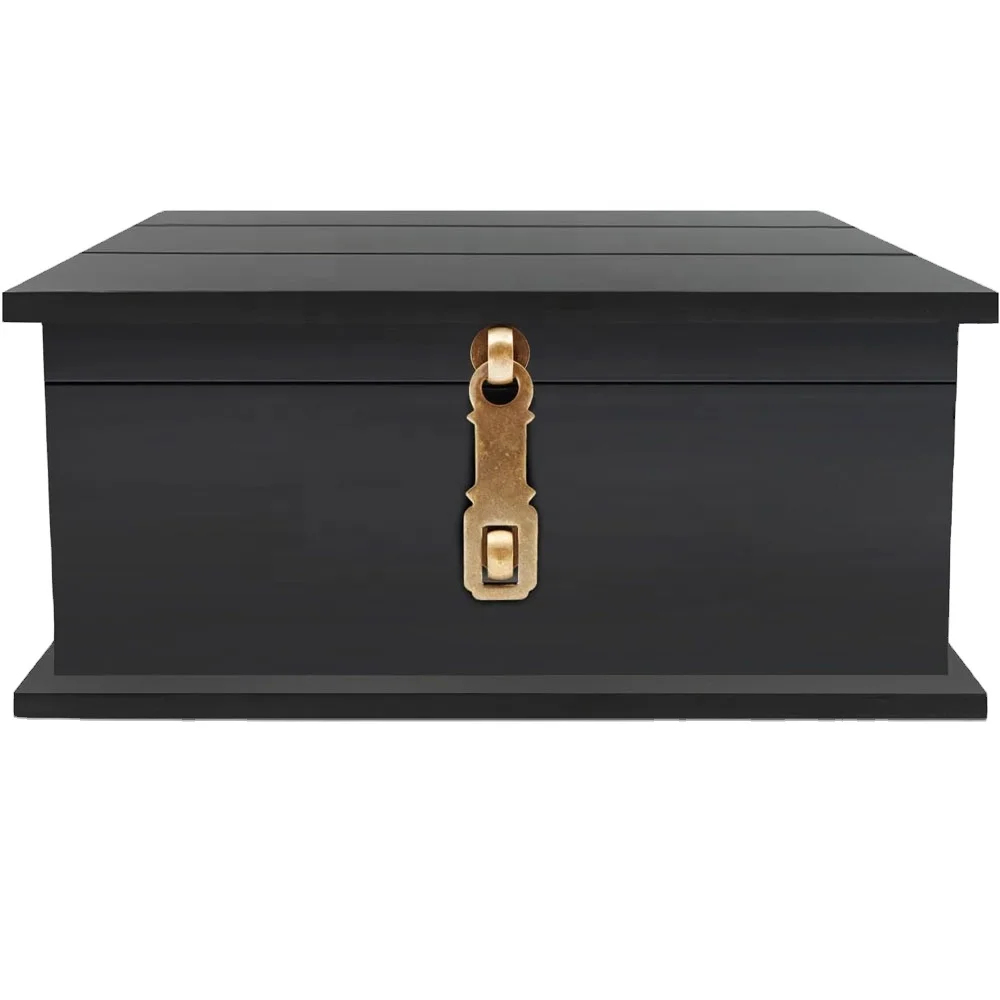 Wood Black Gift Box Solid Wood Flippable Wood Box Desktop Sundries Storage Finishing Box