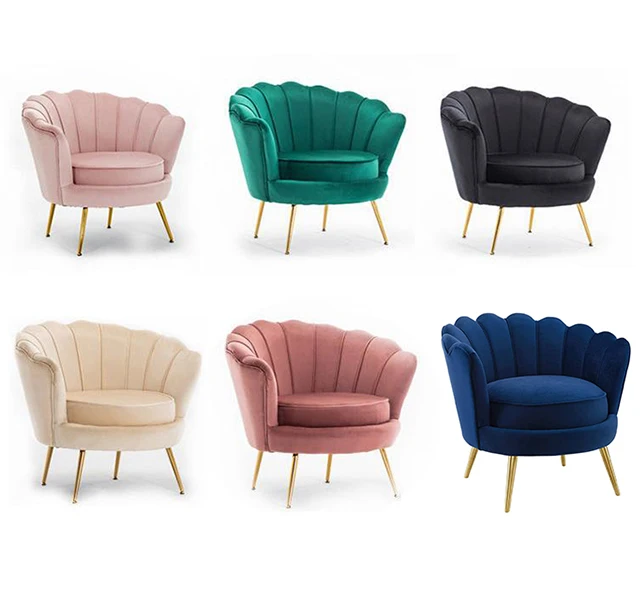 Mid Century Modern Lounge Pink Velvet Accent Chairs  Arm Shell Chair Soft Back Dining Seat Fabric Leisure Chair
