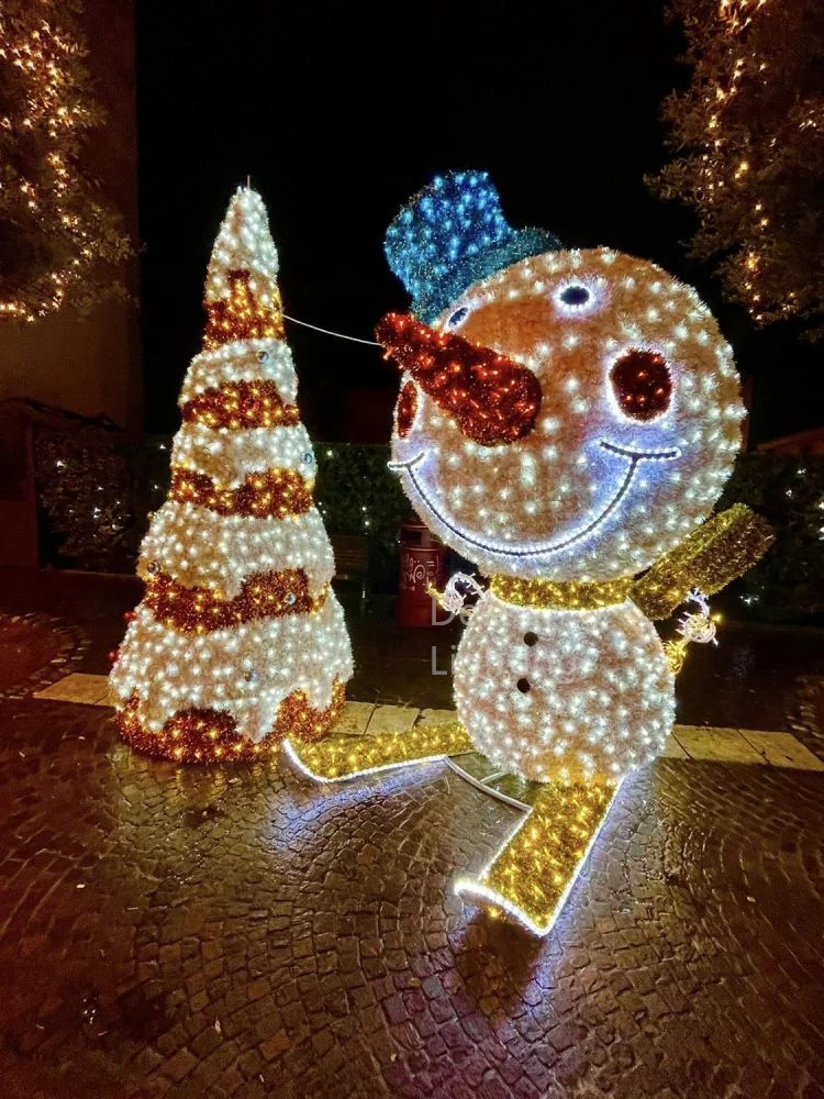 Skiing snowman led christmas indoor or outdoor decoration