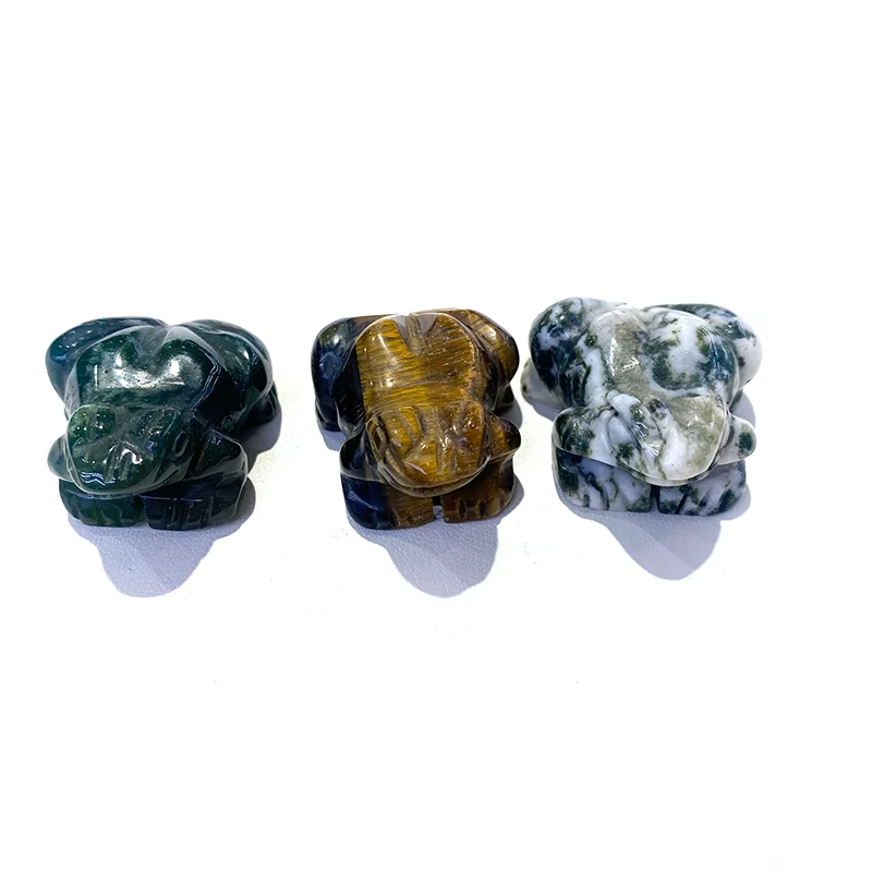 Wholesale Natural crystal animal Frog Decoration Quartz jade Stone agate Frog Carved For Christmas Gifts