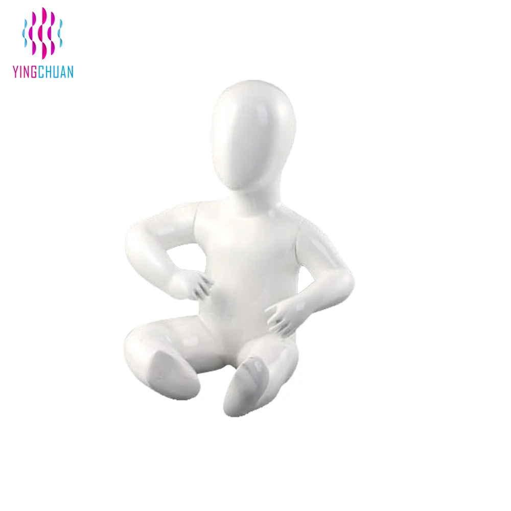 Cheap white sitting egg head fiberglass baby mannequins