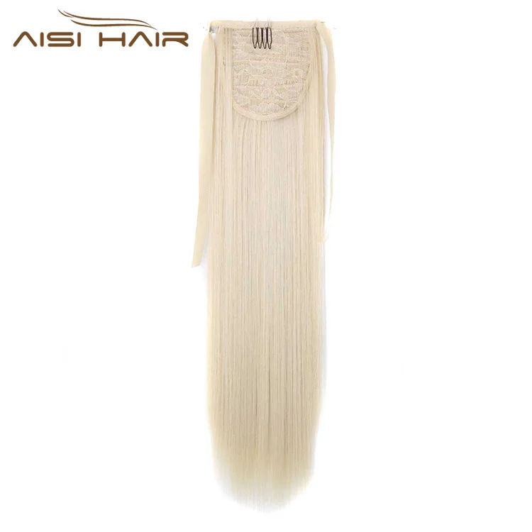 Aisi Hair Long Straight Bandage Synthetic Ponytail Heat Resistant Fiber Hairpiece Clip In Hair Extension for Woman