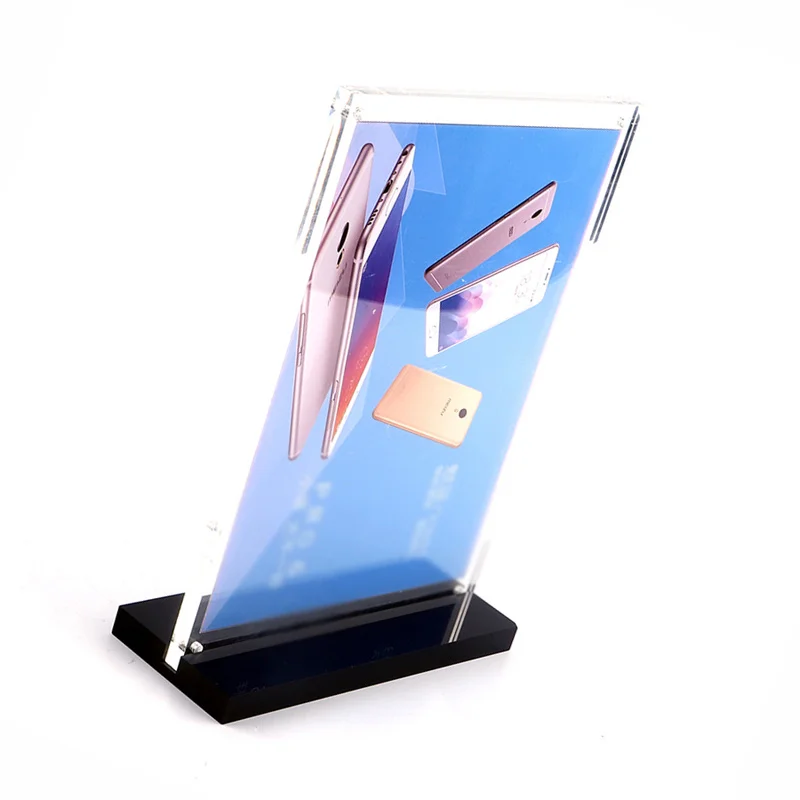 
Manufacturer customized transparent acrylic double-sided display card mobile phone store T-shaped billboard 