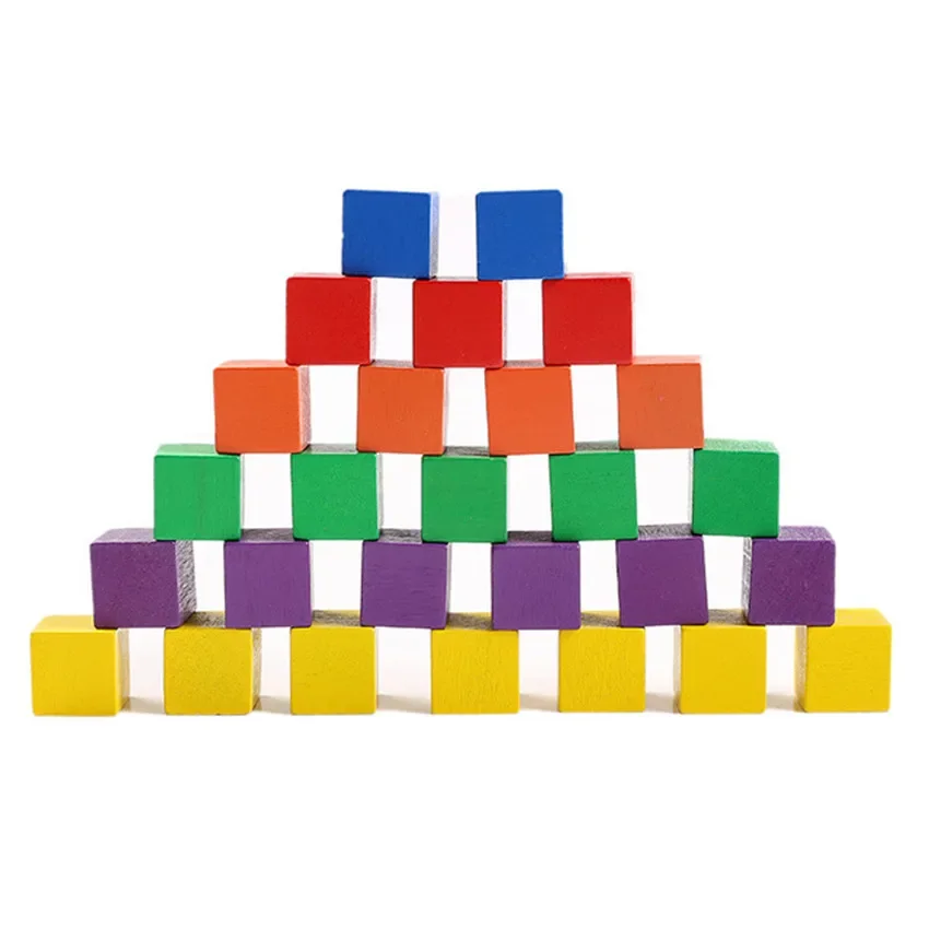 30Pcs/lot 2X2CM Wooden Colorful Cubes Building Blocks Toy for Children Educational Wood Squares Dice Board Game Block Toys Gifts