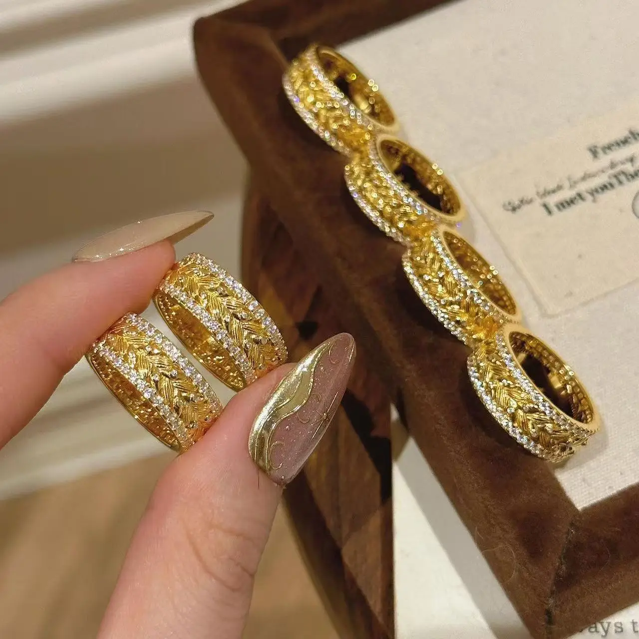 S925 pure silver wheat ear ring niche high-end light luxury  gold branches  jade leaves peace new Chinese style ancient female