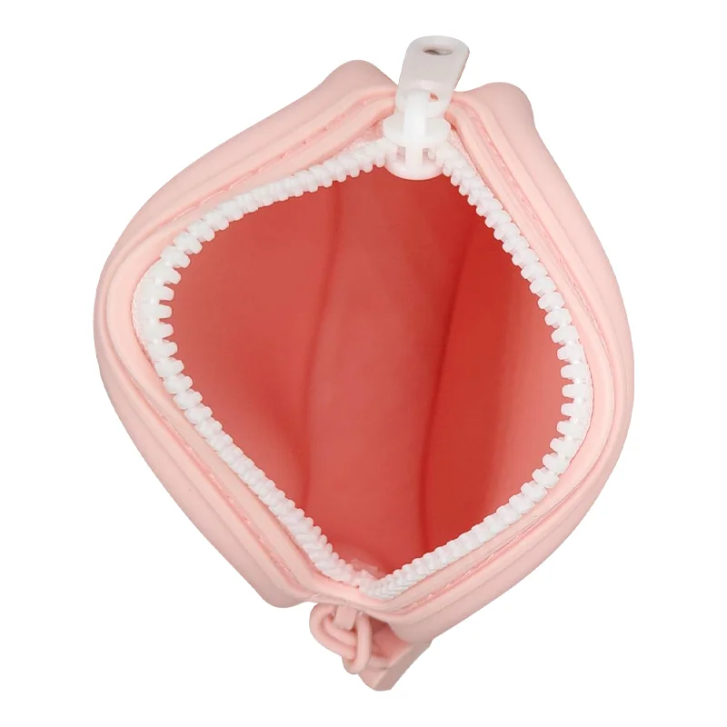 High Quality Custom LOGO Silicone Coin purse Cosmetic Bag Purse And Wrist Strap For Portable Small Round Coin Bag