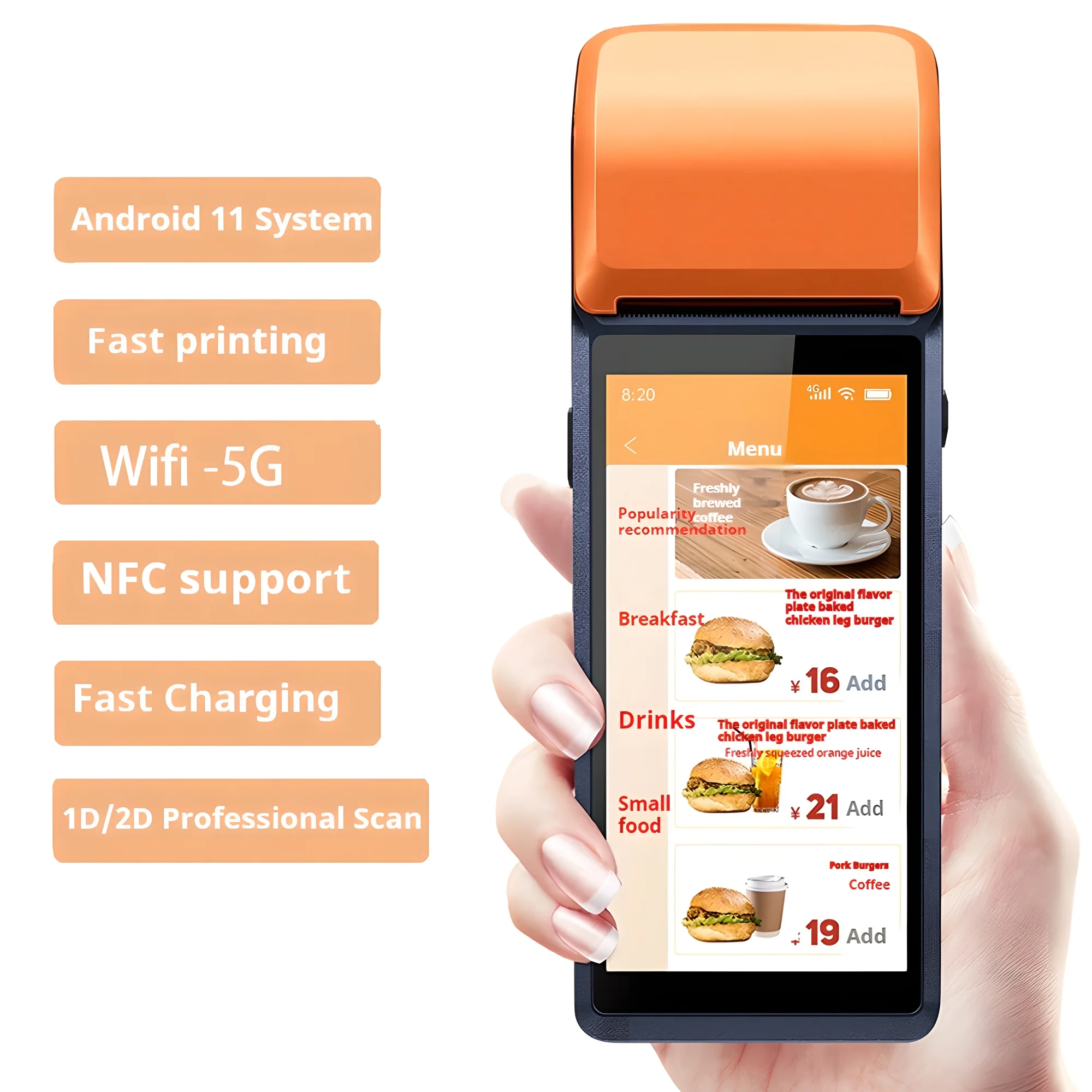 Профессиональный NFC WiIFi Android 11 кассовый аппарат портативный мобильный POS программное обеспечение платежный Epos система