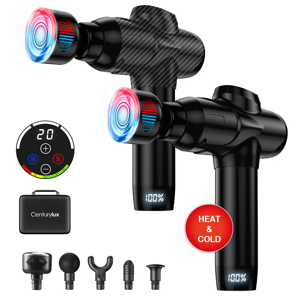 Black 2024 Hammer Percussion Reathlete Fascial Handheld Vibrator Head Deep Tissue Muscle Back Electric Massage Gun Hot And Cold