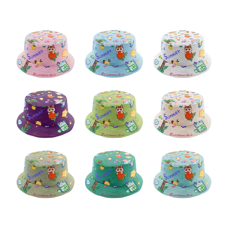 Custom Design colours 100% cotton Travel Beach Hat Fisherman Hat Printed Embroidery Custom logo Personality Fisherman hat