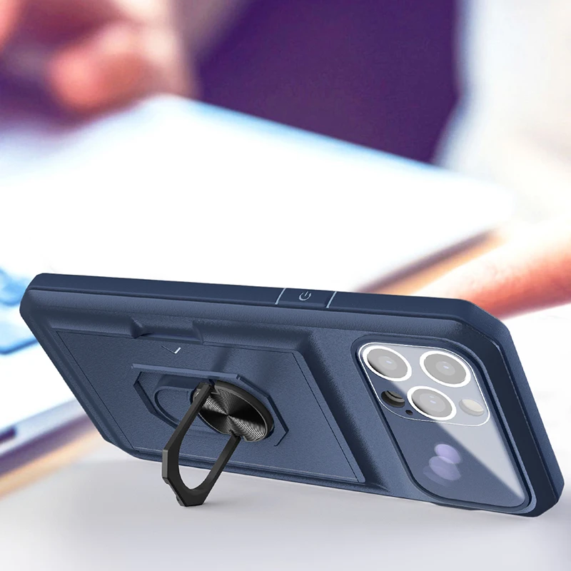 New Product Multifunction TPU PC Wallet Card Slots Ring Kickstand Magnetic Phone Case Cover For MOTO Edge 30