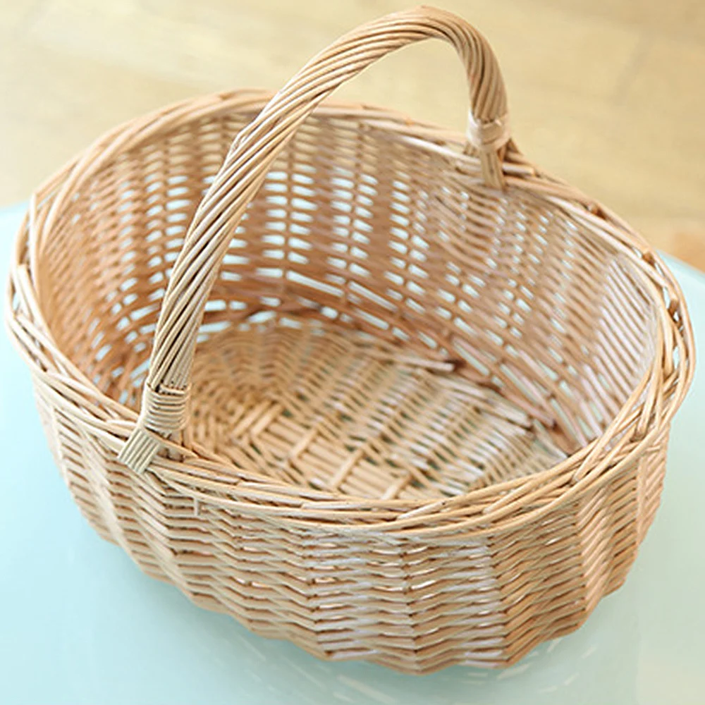 Retro Wild Natrual Rattan Storage Baskets Wicker Suitcase for Makeup or Travel or Picnic