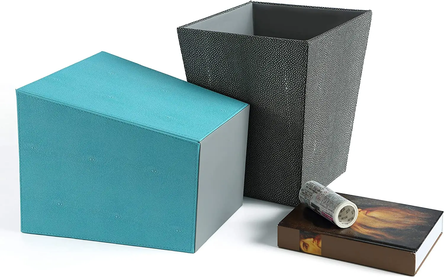 Faux leather Hotel Home Use Indoor Trash Bin Indoor Garbage Cans Waste Containers trash bin hotel