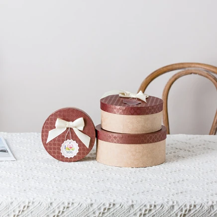 Factory wholesale different sizes flower chocolate round shape packaging gift box with lid