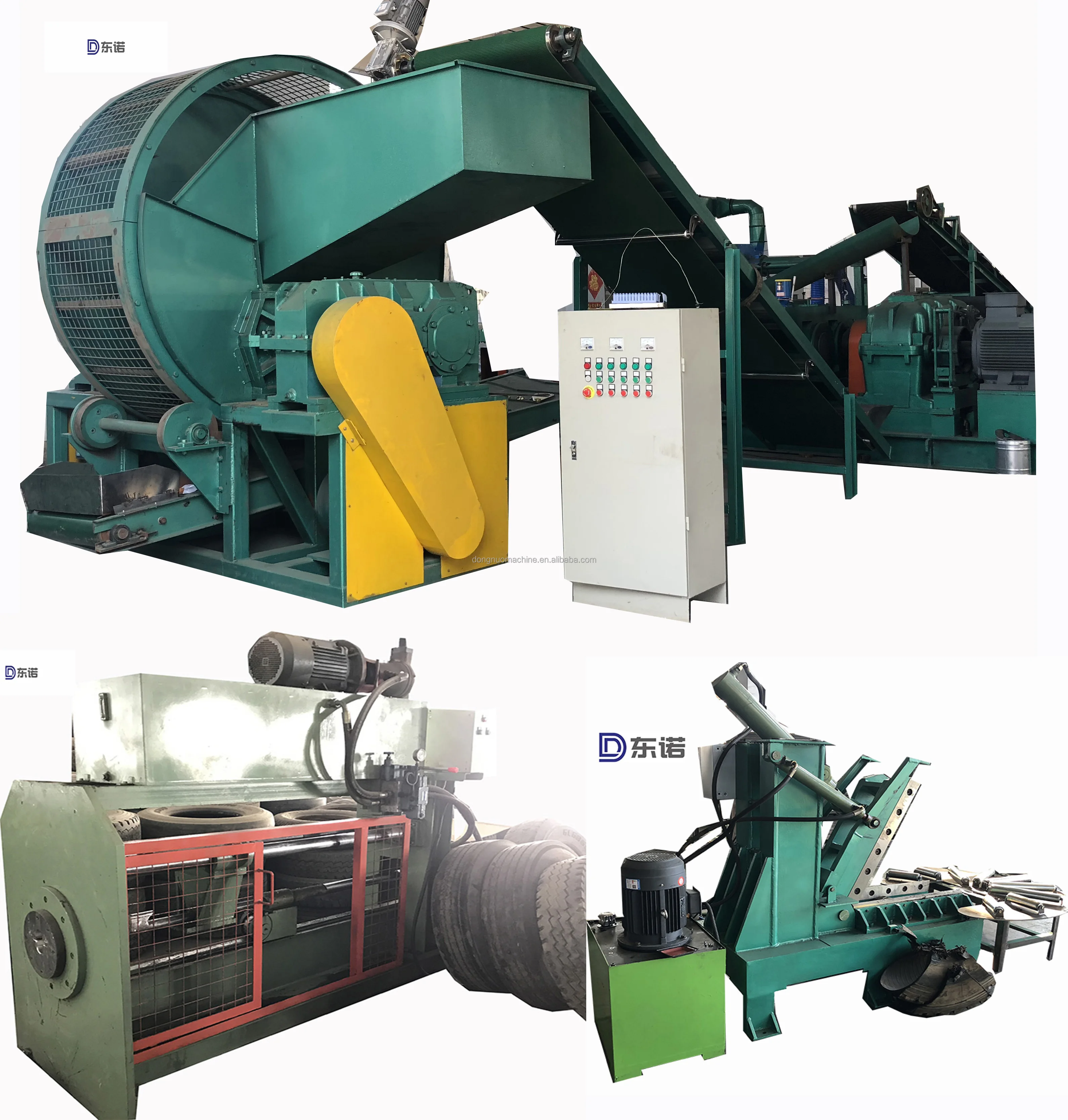 Automatic tyre recycling machinery to make rubber powder Crumb/Tyre Shredder recycling machine