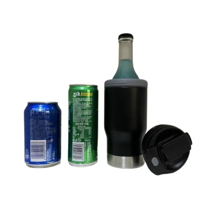HAHA 14oz coffee mug with new lid Stainless Steel Can Bottle , 14oz Two-Way Lids Insulated Can Cooler, 4 in 1 can cooler